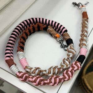 Min & Mon Braided Detachable Handbag Strap with Pink and Tan Accents
